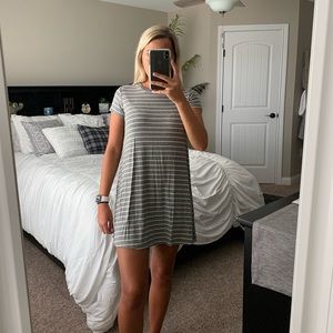 Gray & white stripe dress